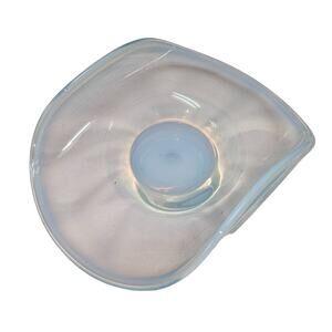 Blue Vaseline Glass Candy Trinket Tray Uranium Radiated Opalescent Curved Lip